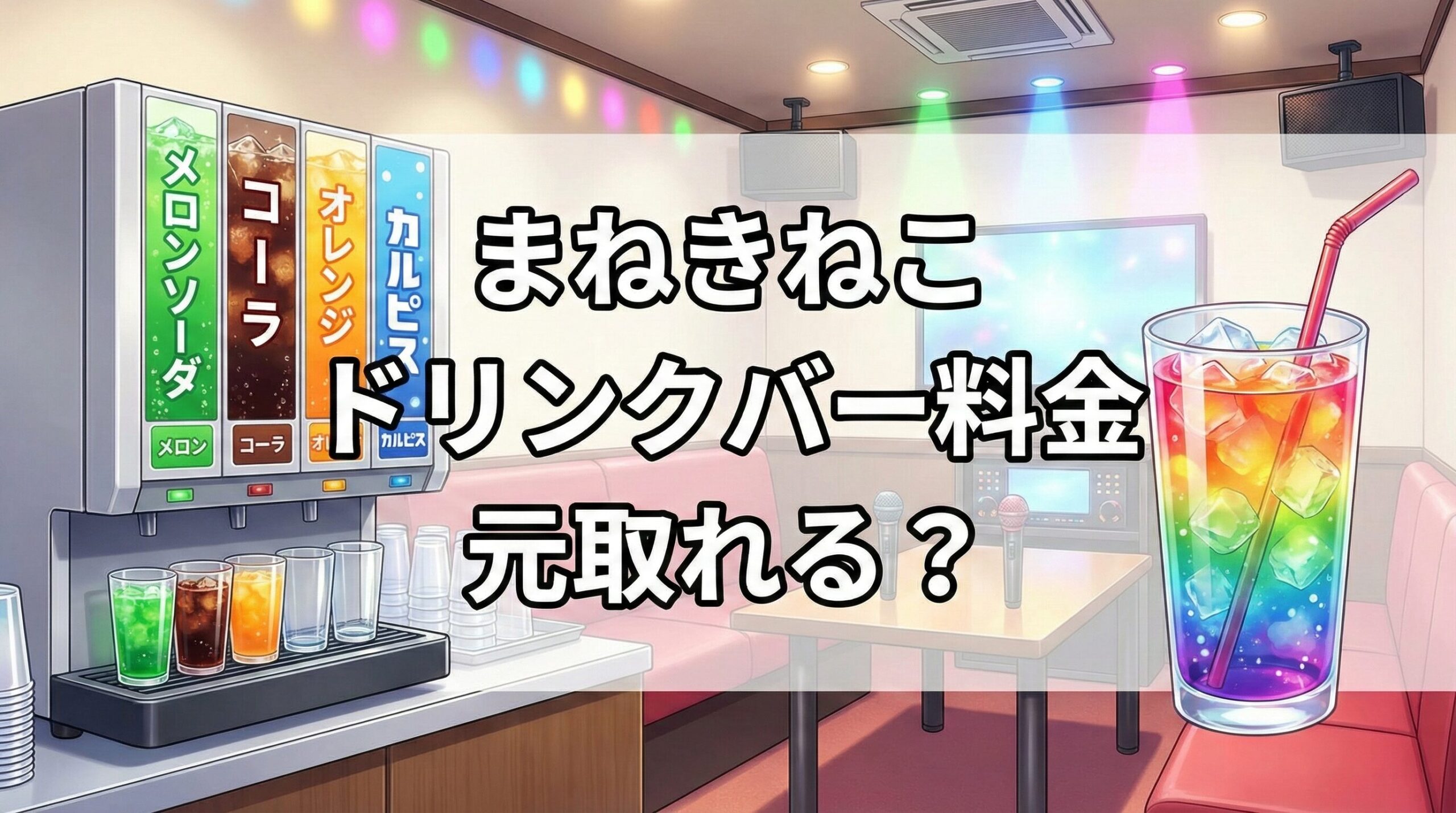 まねきねこドリンクバー料金とワンドリンク比較イメージ