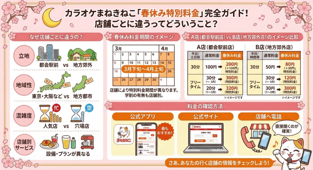 カラオケまねきねこの春休み料金について解説する画像